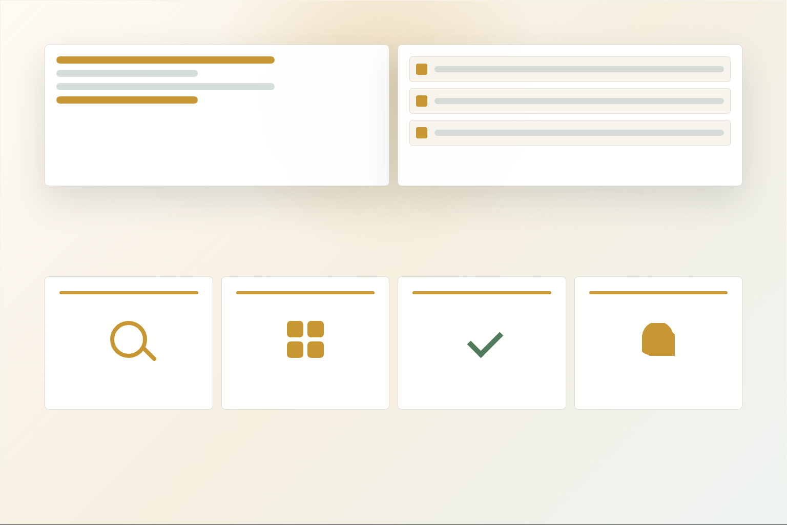 An abstract product incubation sequence moving through discovery, build, verification, and operation without visible text.